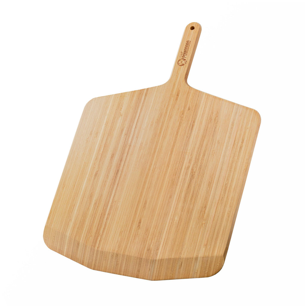 Chef Pomodoro 16-inch Bamboo Pizza Peel | Wooden Pizza Paddle with Handle