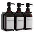 HCYWOC 3-Chamber Shower Soap Dispenser | No-Drill Wall Mount with 16 Labels