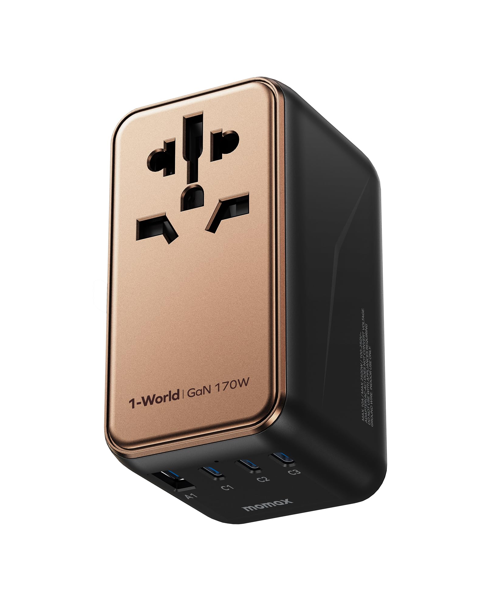 MOMAX 170W GaN Universal Travel Adapter | 3 USB-C & 1 USB-A Ports