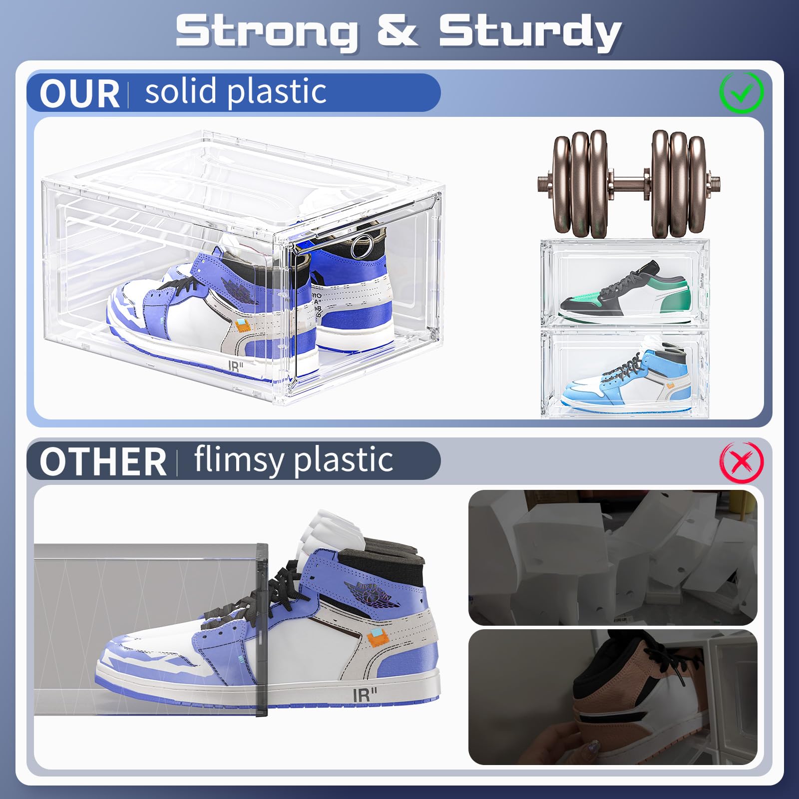 TidyTrove Stackable Shoe Storage Box – 9 Pack Clear Plastic Magnetic Case