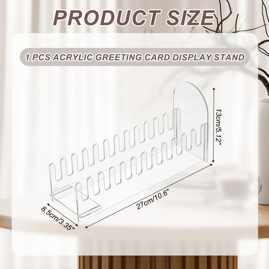 PATIKIL 1Pack 12-Tier Clear Greeting Card Display Stand, Acrylic Sticker Display Stand Portable Postcard Rack Holder Organizer for Envelopes Photo - image 2