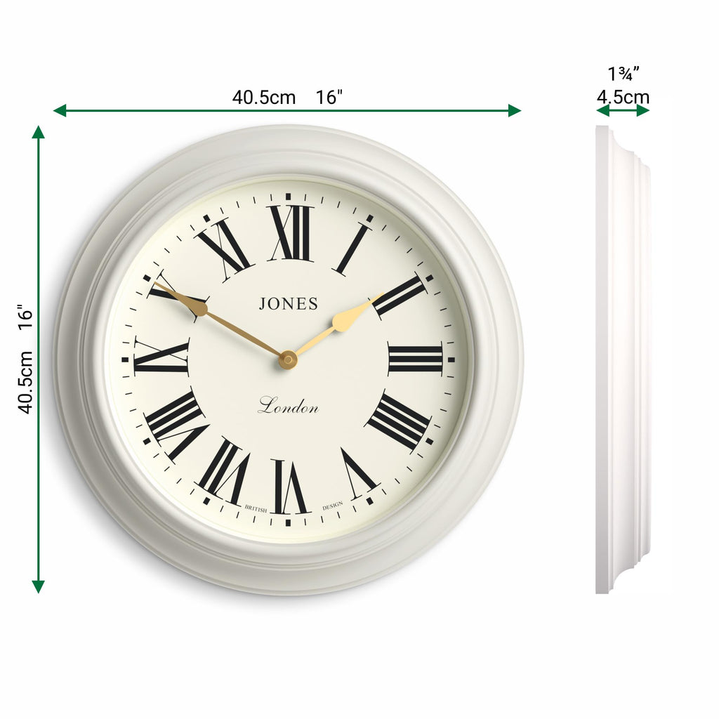 Jones Clocks Supper Club Wall Clock | 40cm Large Roman Numeral Grey