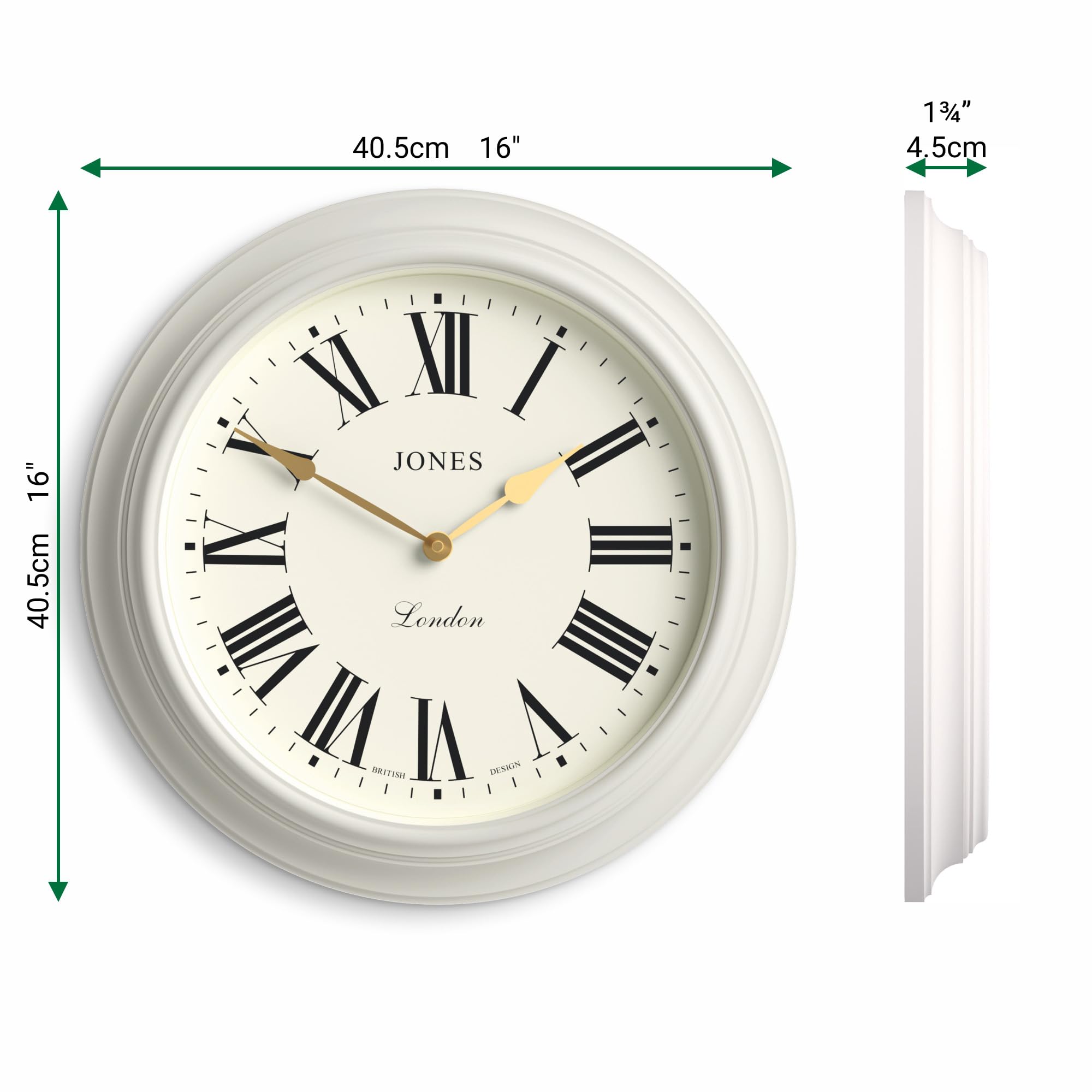 Jones Clocks Supper Club Wall Clock | 40cm Large Roman Numeral Grey