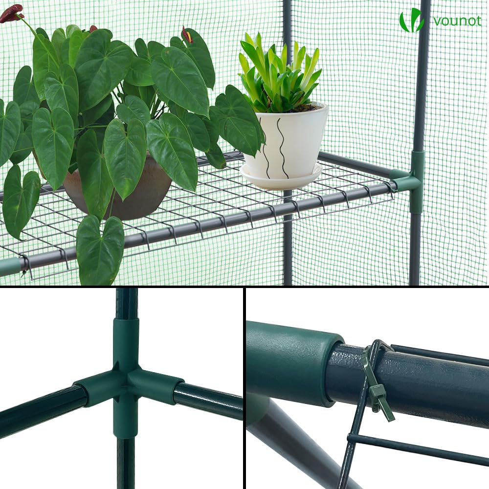 VOUNOT Walk-In Greenhouse with Shelves - Portable Garden Growhouse