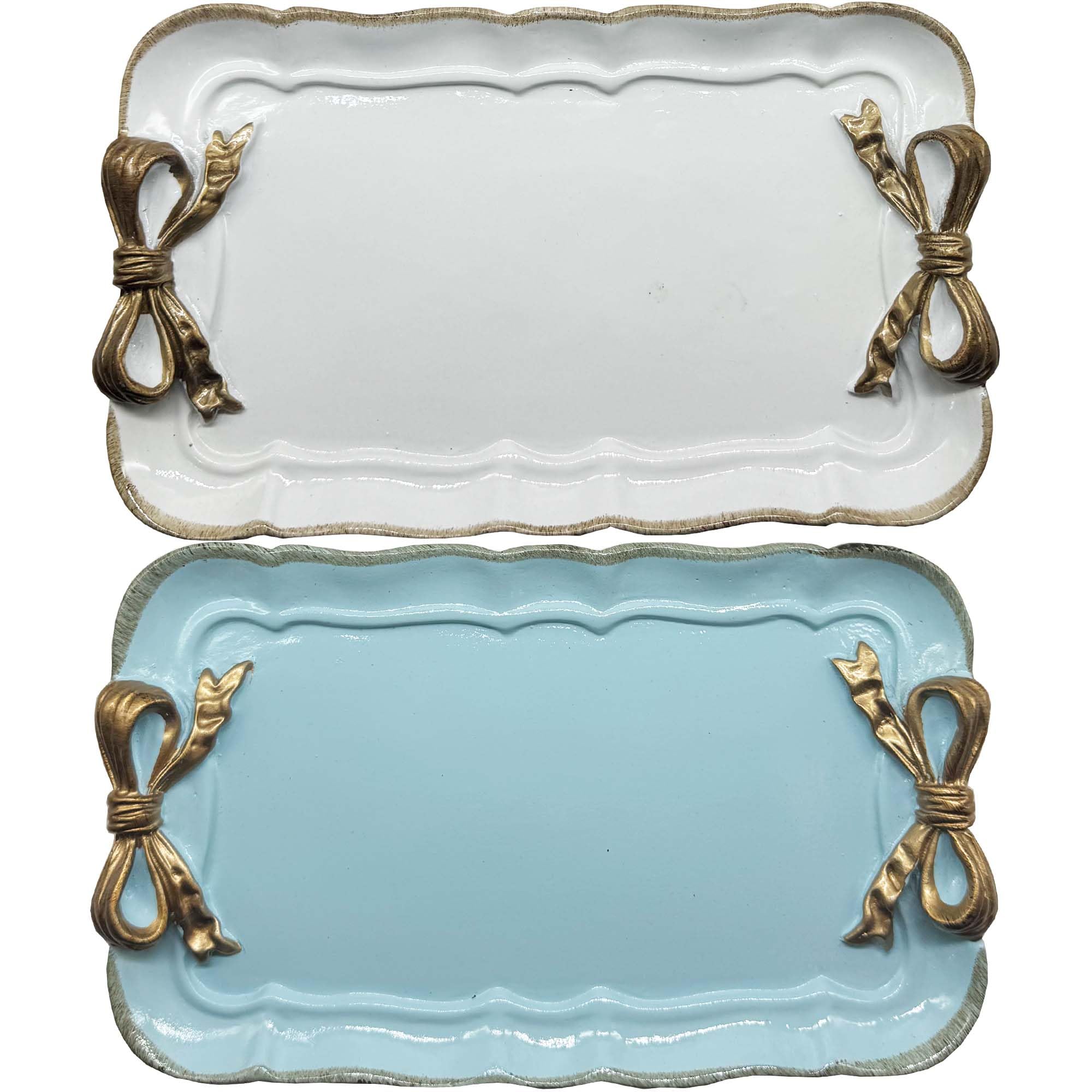 Cayway 2-Piece Vintage Resin Jewelry Tray – Bow-Knot Decorative Dish