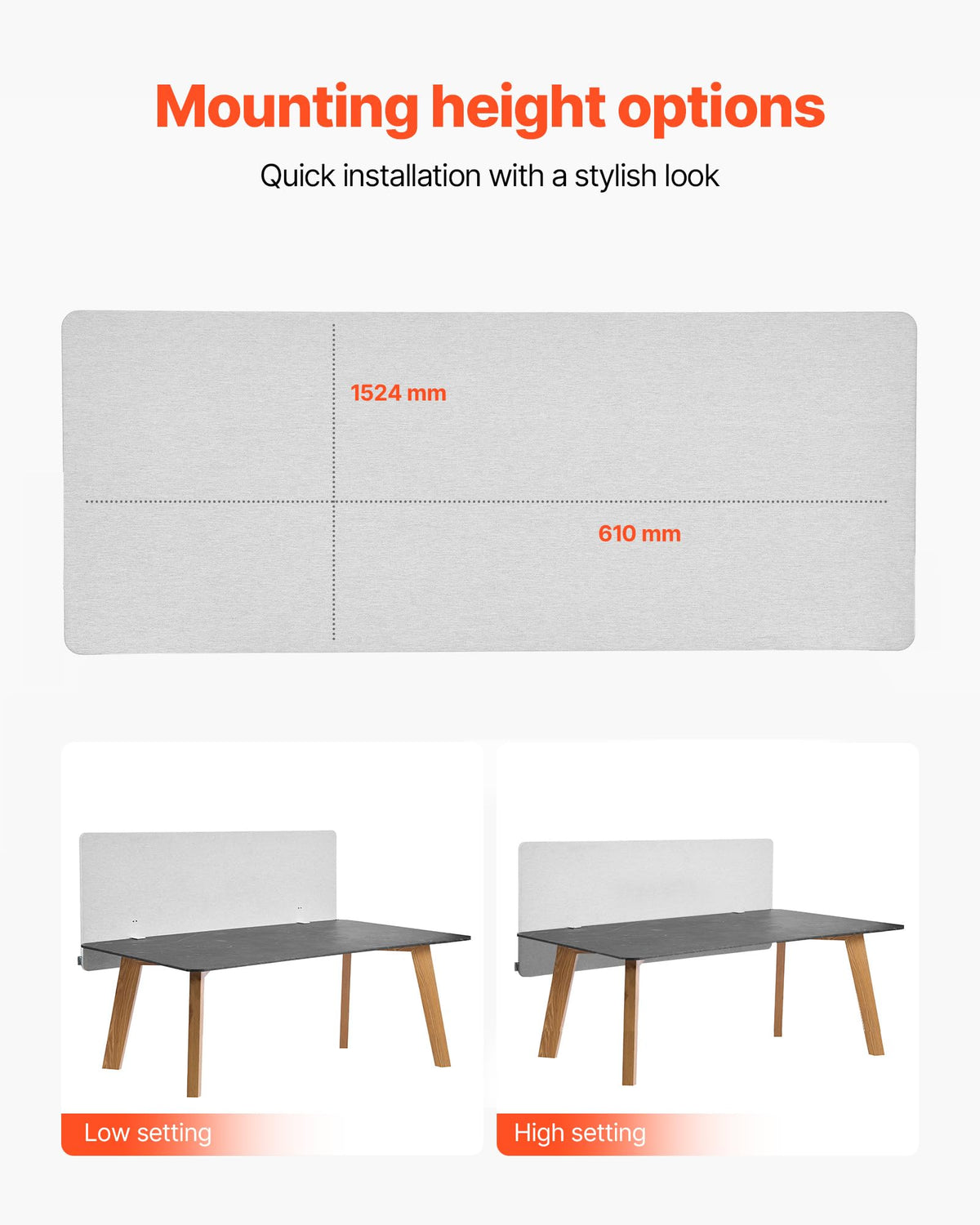 VEVOR Desk Divider Privacy Panel, 1524 x 610 mm Clamp-on Office Desk Partition, PET Cubicle Partition Panel - image 4