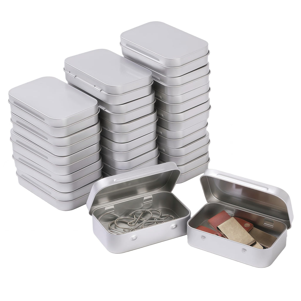 LJY Silver Hinged Metal Tins, 20 Pack, 3.7 x 2.4 x 0.9 in - image 1