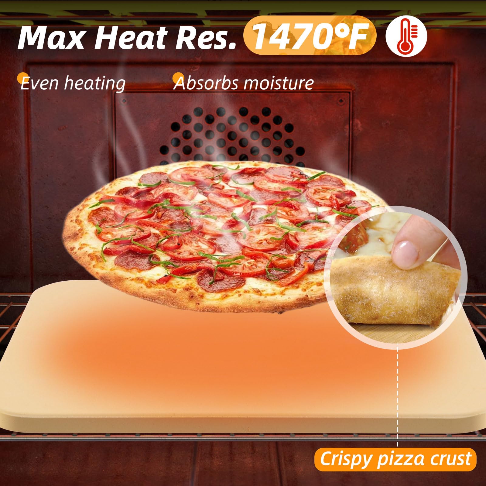 GOFOWRK Cordierite Pizza Stone Set – 38x30cm Rectangle Baking Stone, 5 PCS