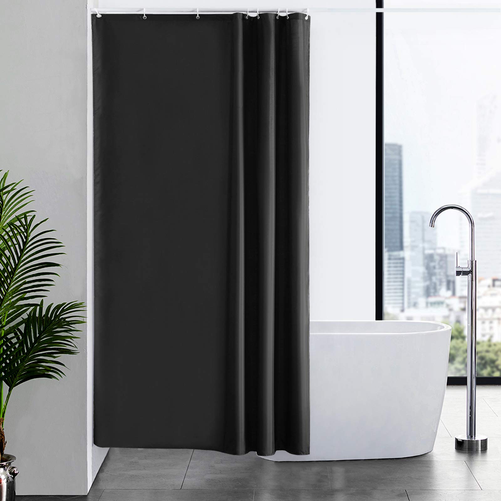 Furlinic Black Shower Curtain | Waterproof Mould Proof Fabric – 47x78