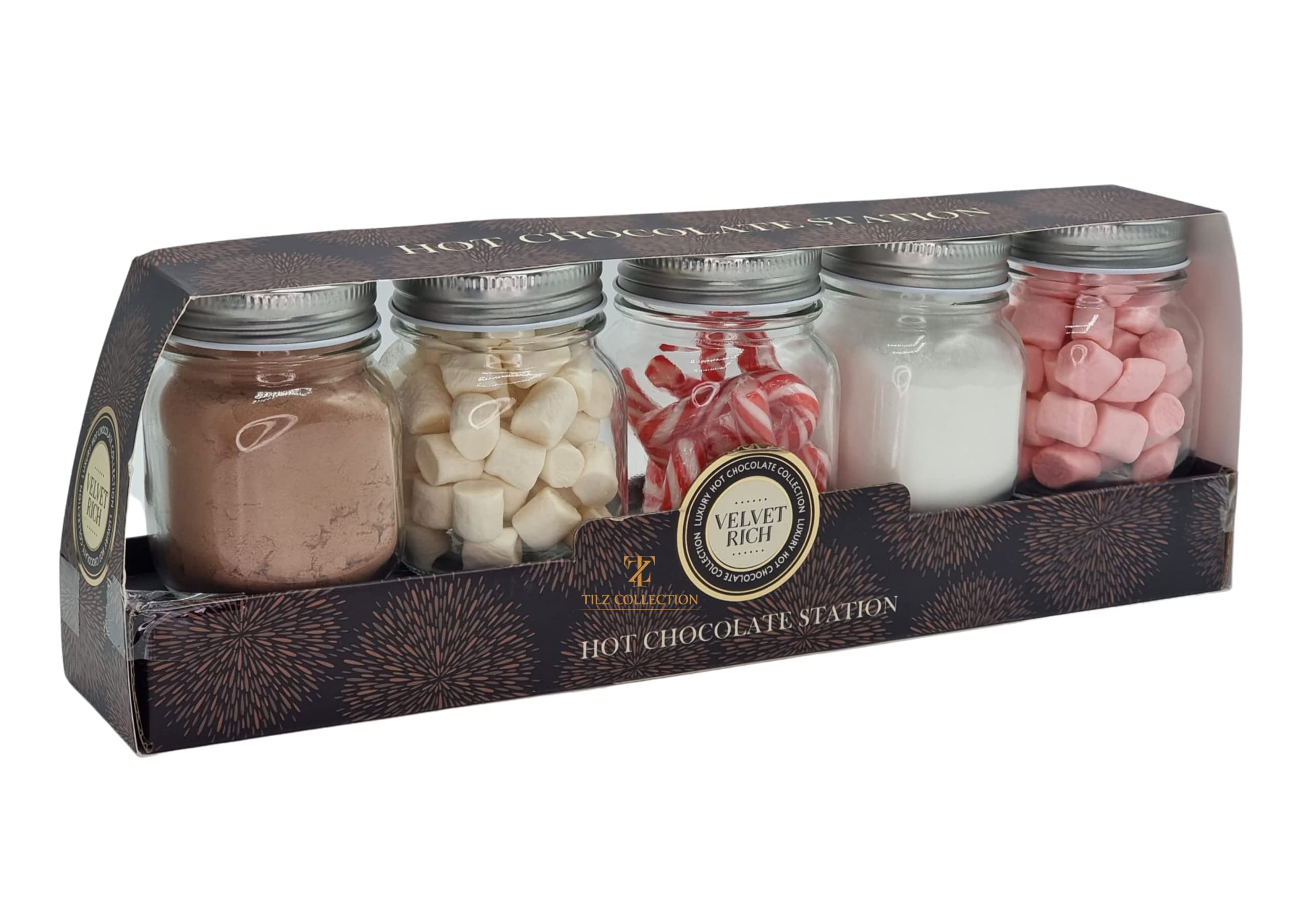 Hot Chocolate Station Kit – 5 Jar Christmas Gift Set