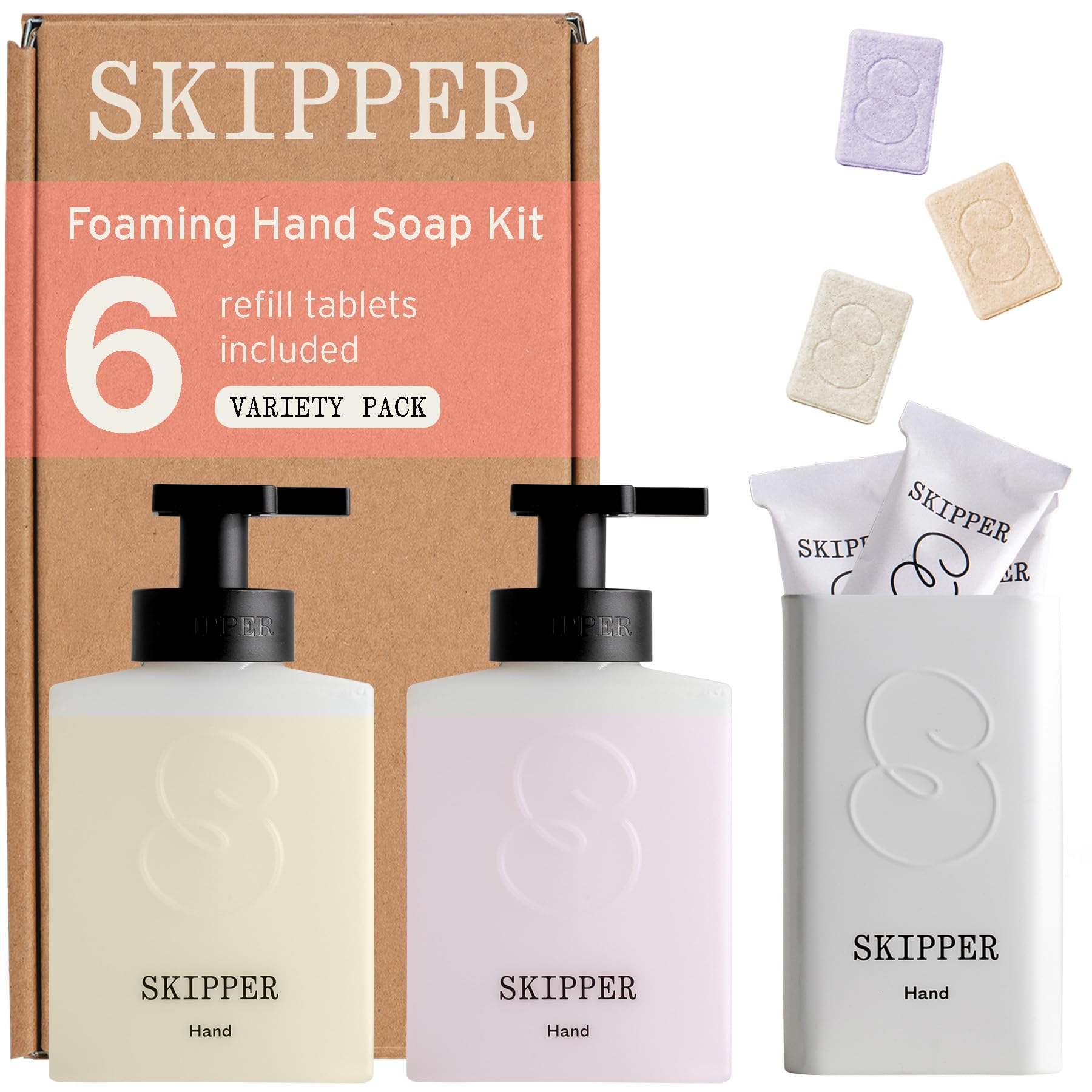 Skipper Foaming Hand Wash Duo Kit | 2 HDPE Dispensers + 6 Refill Tablets