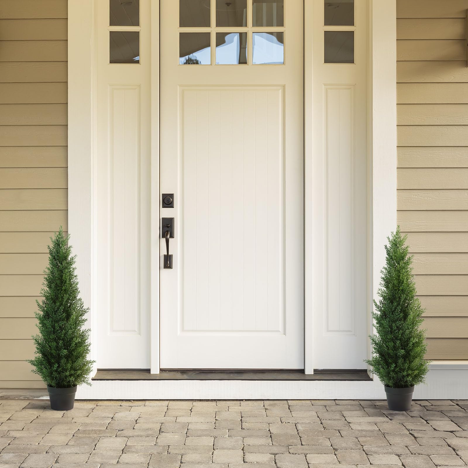 CROSOFMI 95cm Artificial Cedar Tree - Large Faux Outdoor Plants (2 Pack)