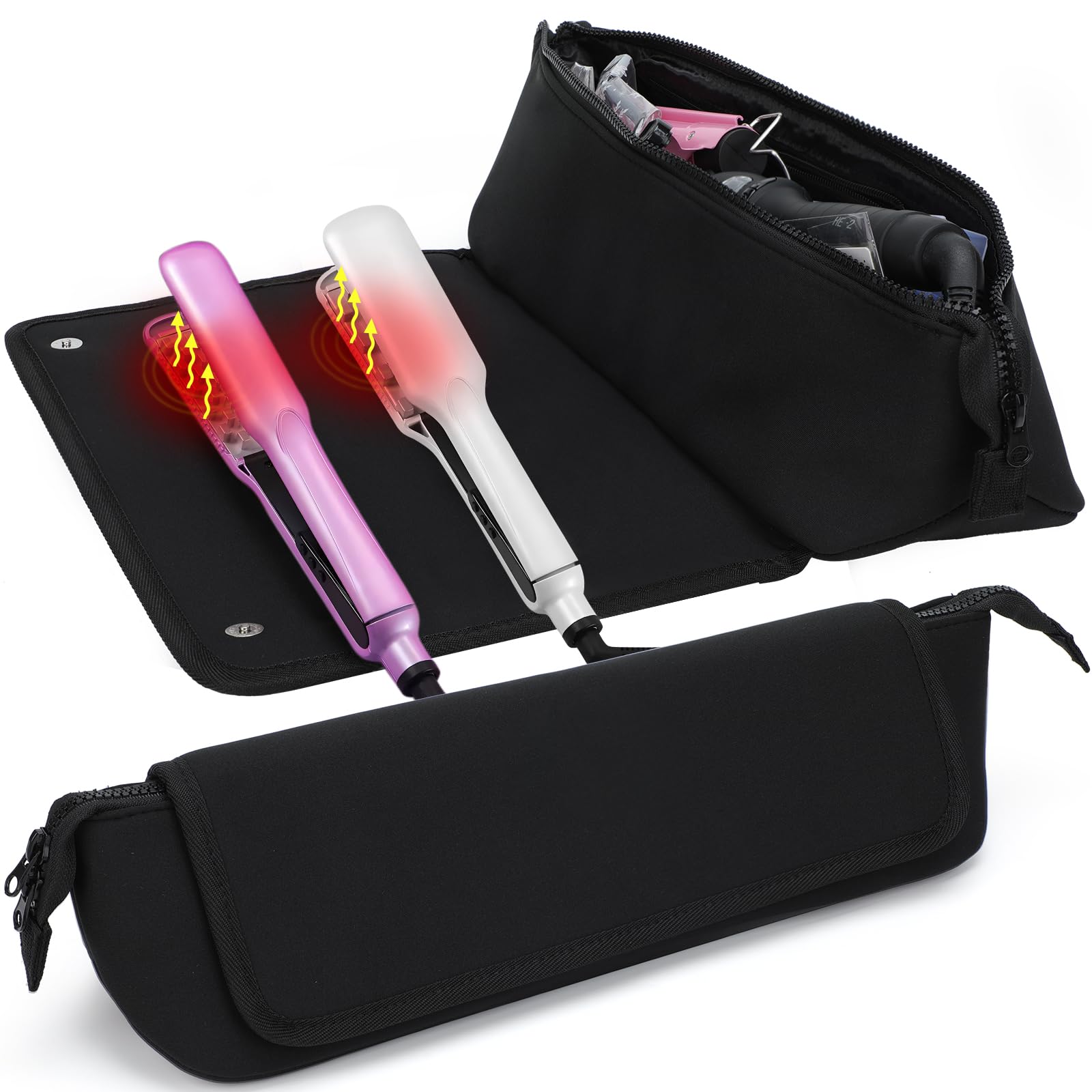 Jolof Store Neoprene Hair Tool Travel Bag with Heat Resistant Mat | Black