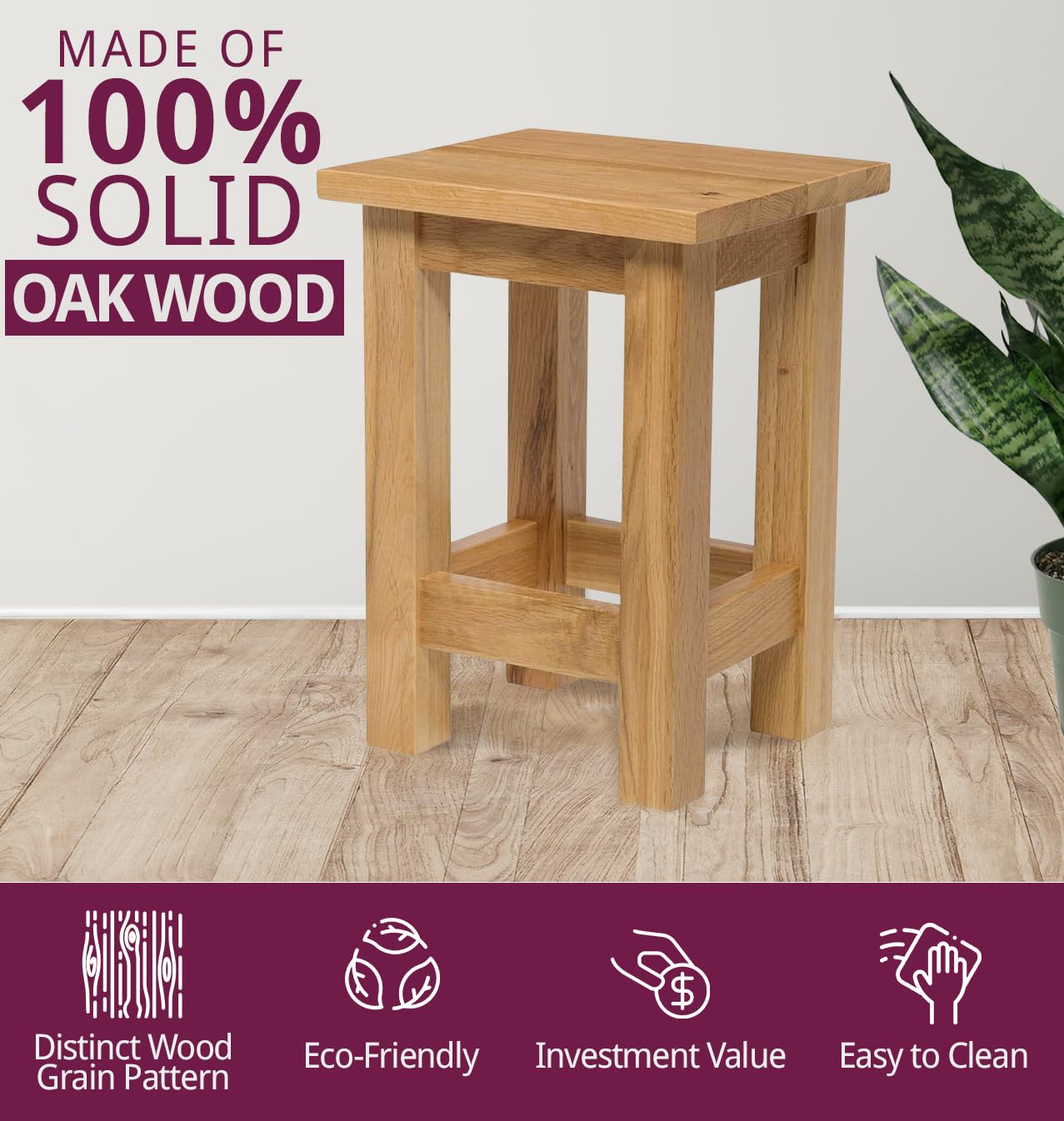 Hallowood Waverly Oak Small Side Table – Light Wood Lamp End Table
