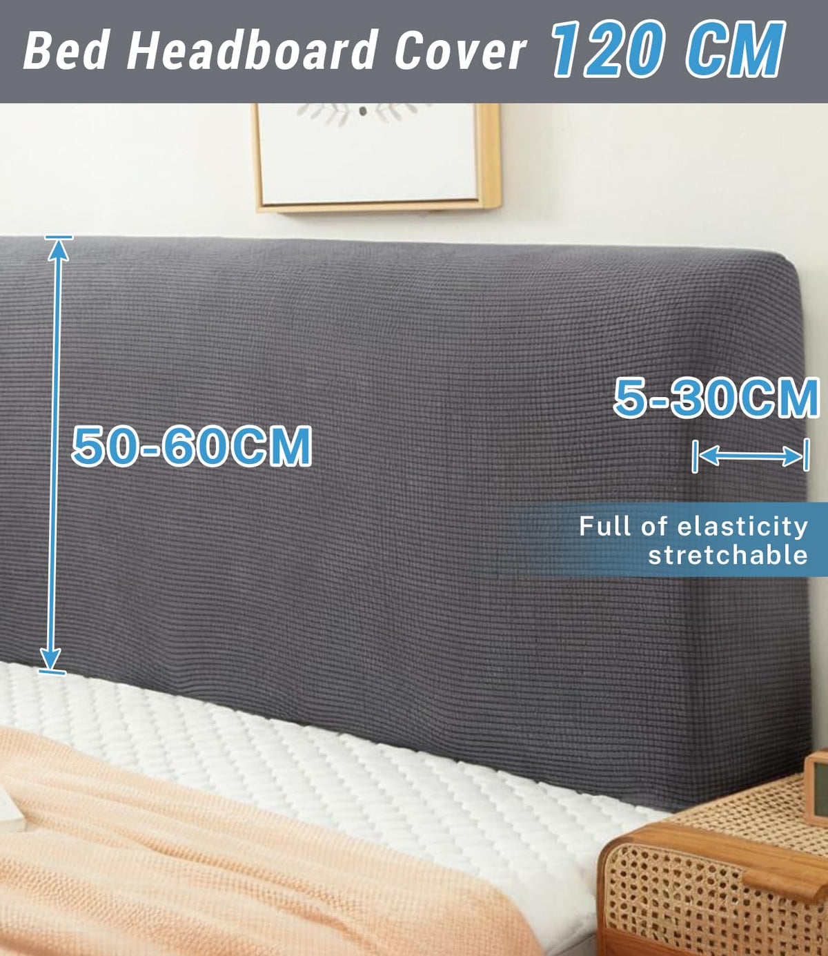 FANSU Headboard Cover for Single Double King Size Bed, Polar fleece Dustproof Headboard Wrap - image 2