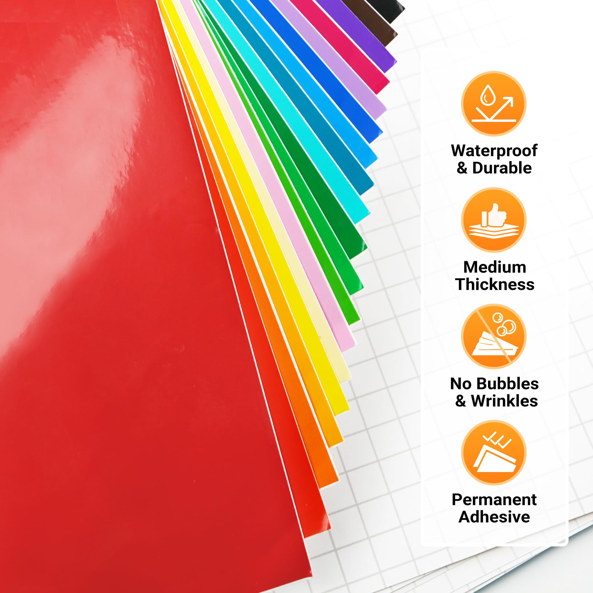 Permanent Adhesive Vinyl Sheets - 99 Pack Assorted Colors