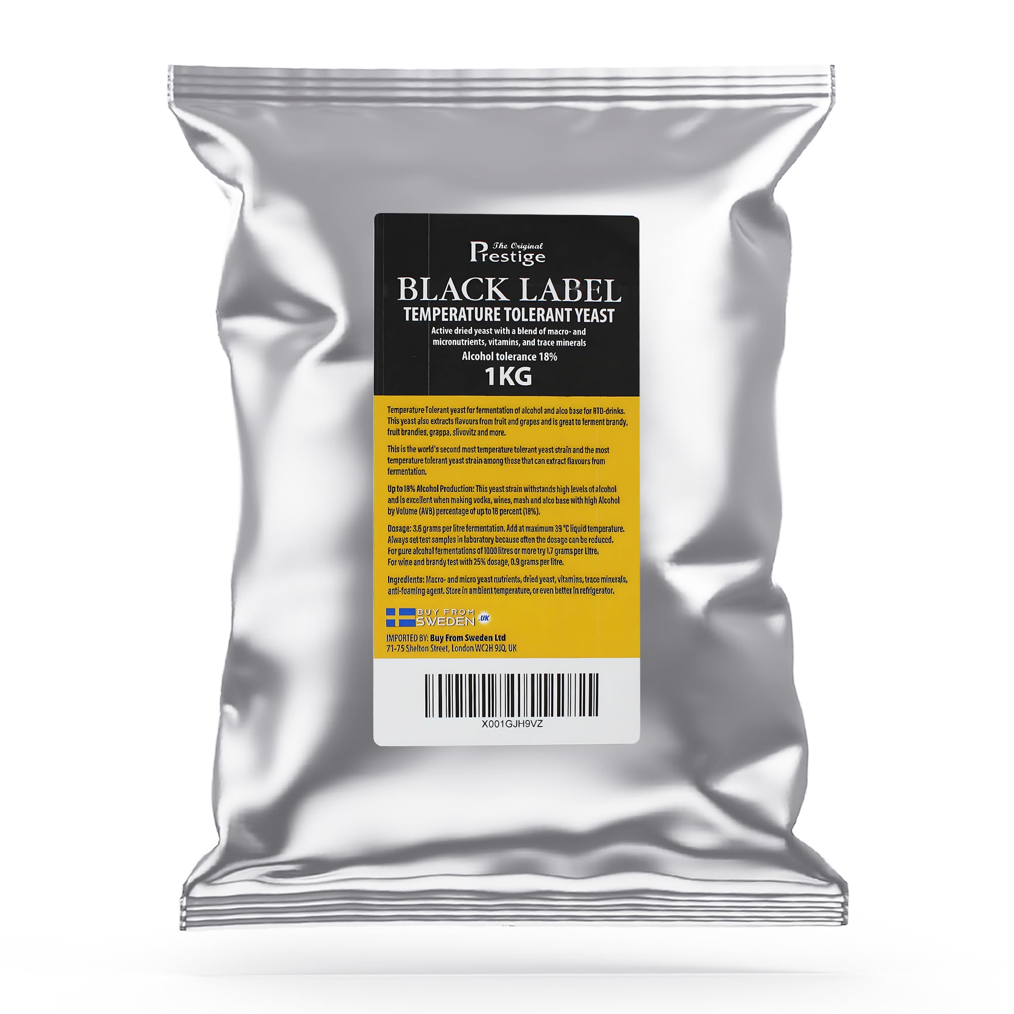 Prestige Black Turbo Yeast 18% - 1kg High Yield Home Brewing Compound