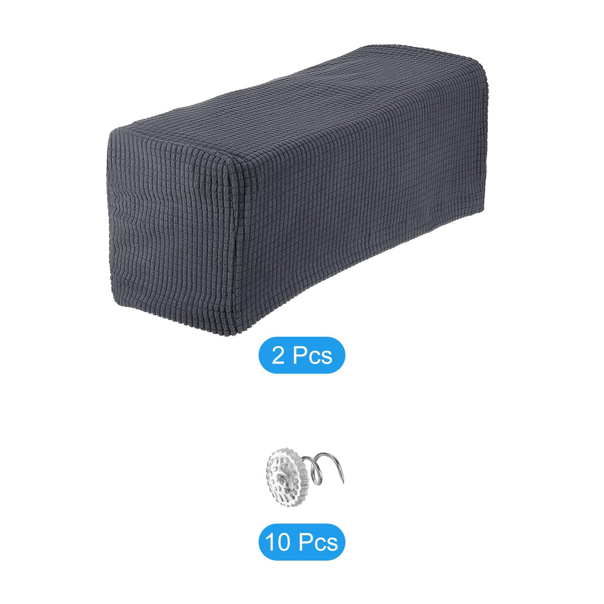 sourcing map 2pcs Stretch Armrest Covers for Chairs/Sofas, Couch Arm Covers with Twist Pin, Furniture Protector Slipcovers Dark Grey - image 3