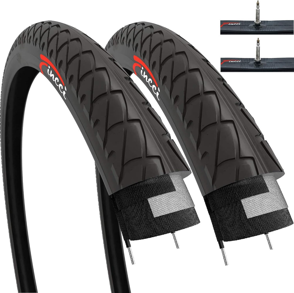 Fincci 26 x 2.125 Slick Bike Tyres | Foldable MTB Road Tyres & Presta Tubes
