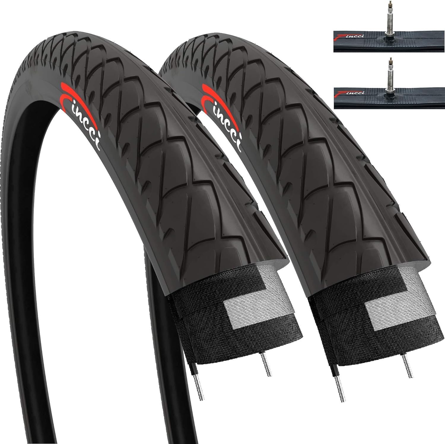 Fincci 26 x 2.125 Slick Bike Tyres | Foldable MTB Road Tyres & Presta Tubes