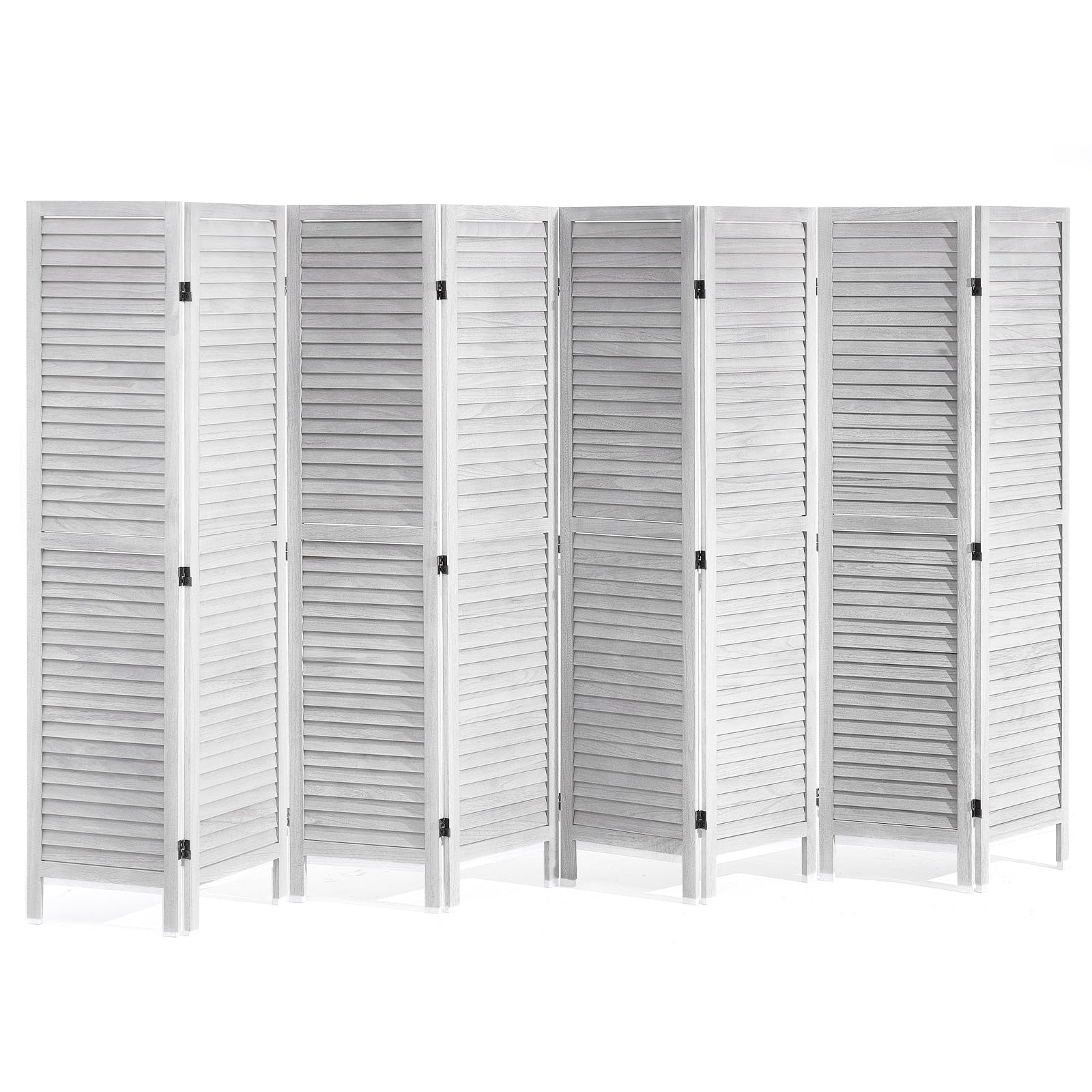 VEVOR 8-Panel Wood Room Divider | 67" Louvered Folding Privacy Screen