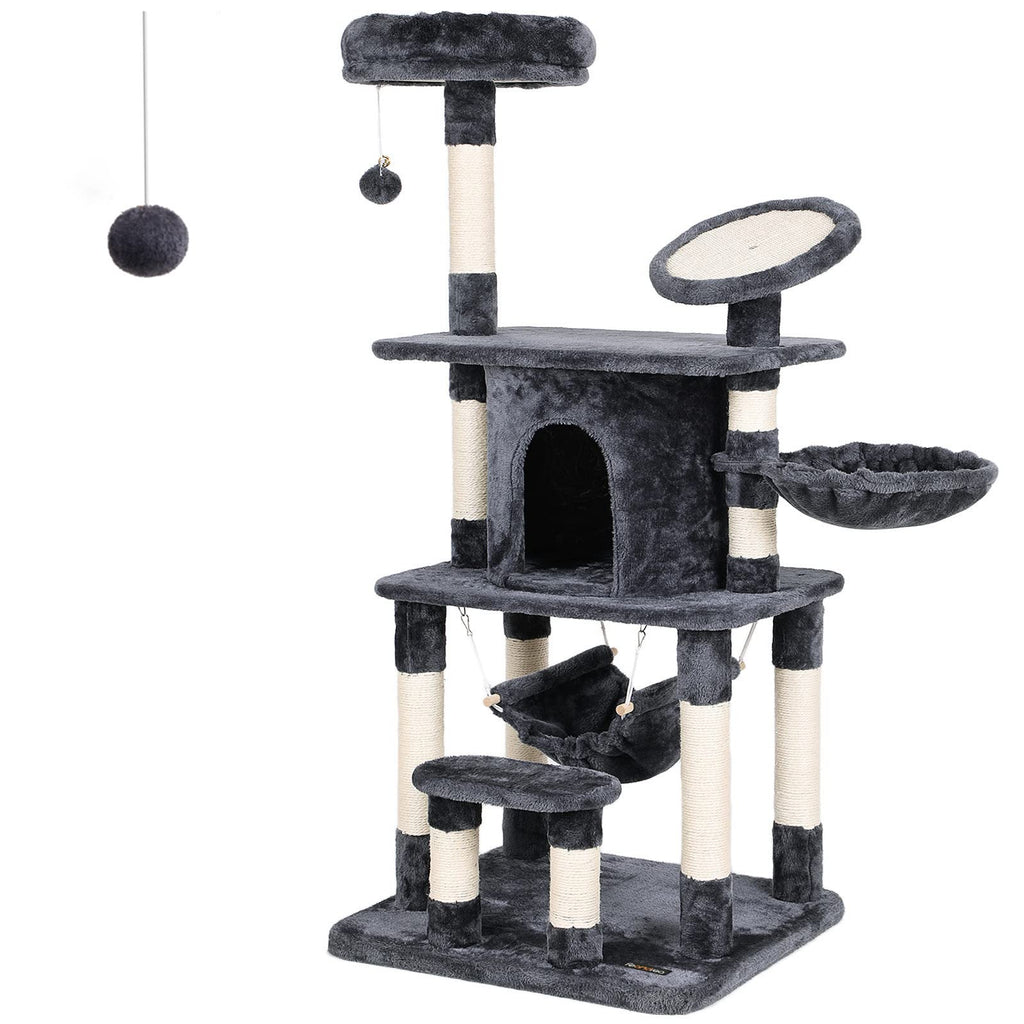FEANDREA Multi-Level Cat Tree | 145cm Cat Tower with Sisal Scratching Pad