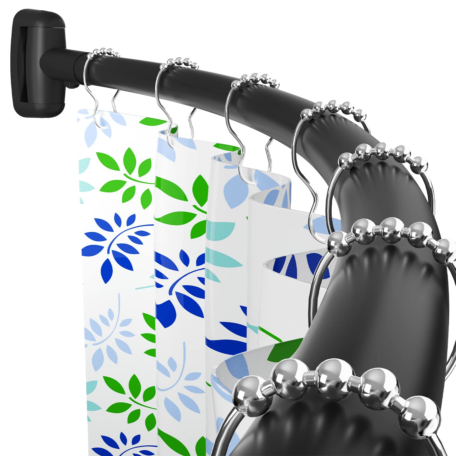 Curved Shower Curtain Rod | Adjustable Black Stainless Steel