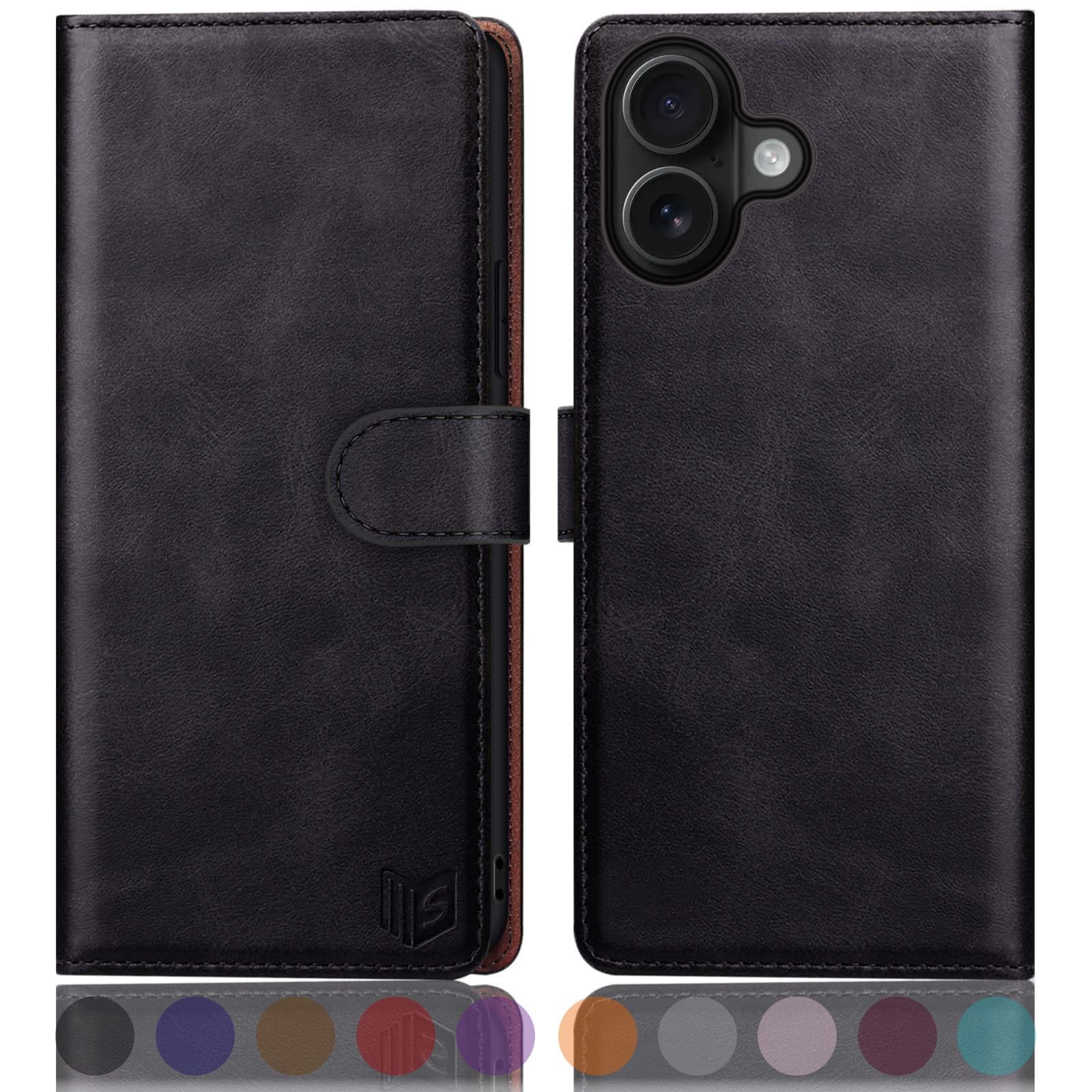 SUANPOT iPhone 17 Case – RFID Blocking PU Leather Wallet Flip Cover