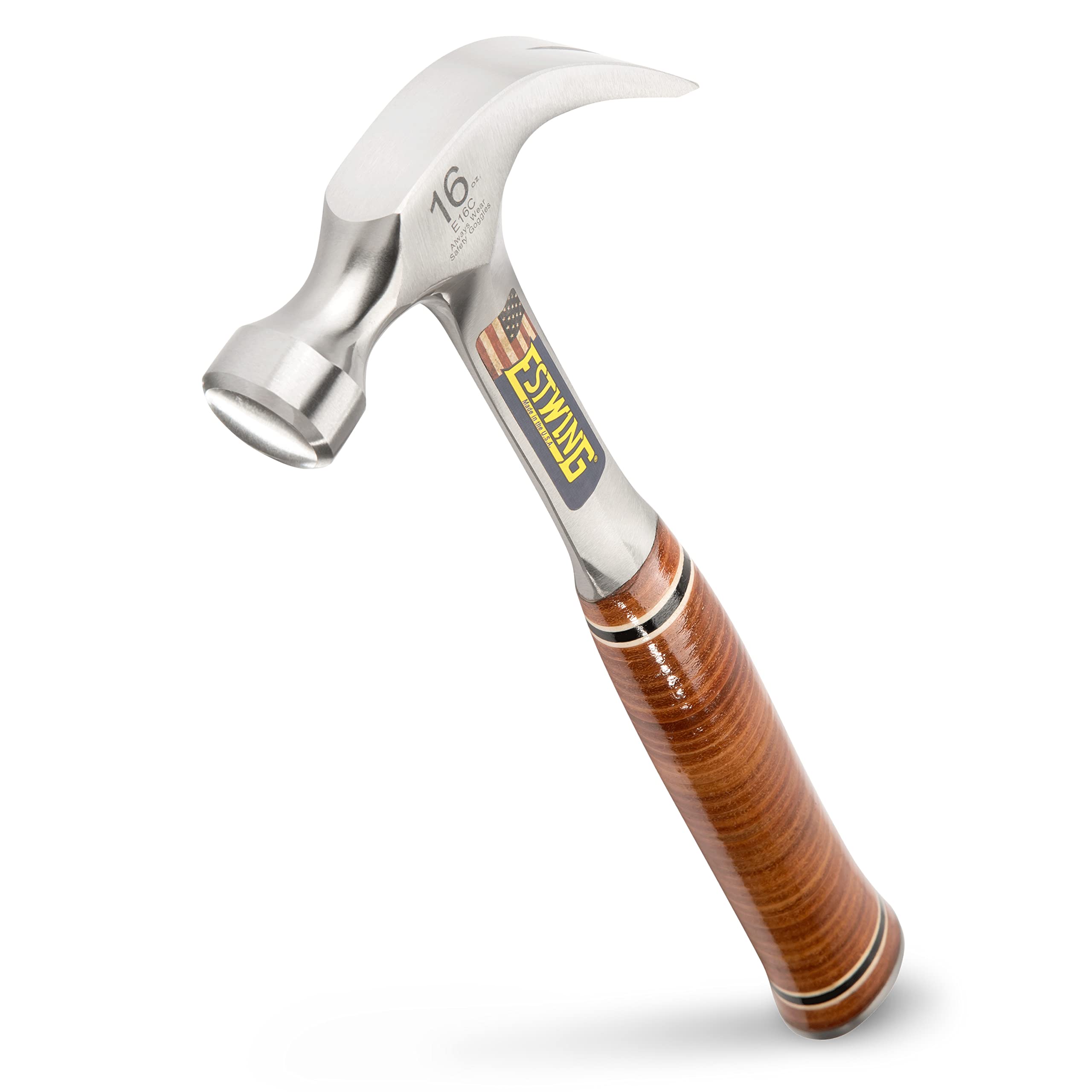 Estwing E16C Curved Claw Hammer – 16oz Silver with Leather Grip