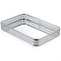 BSTKEY Silver Mirror Vanity Tray – 30x20cm Metal Jewelry & Makeup Organizer