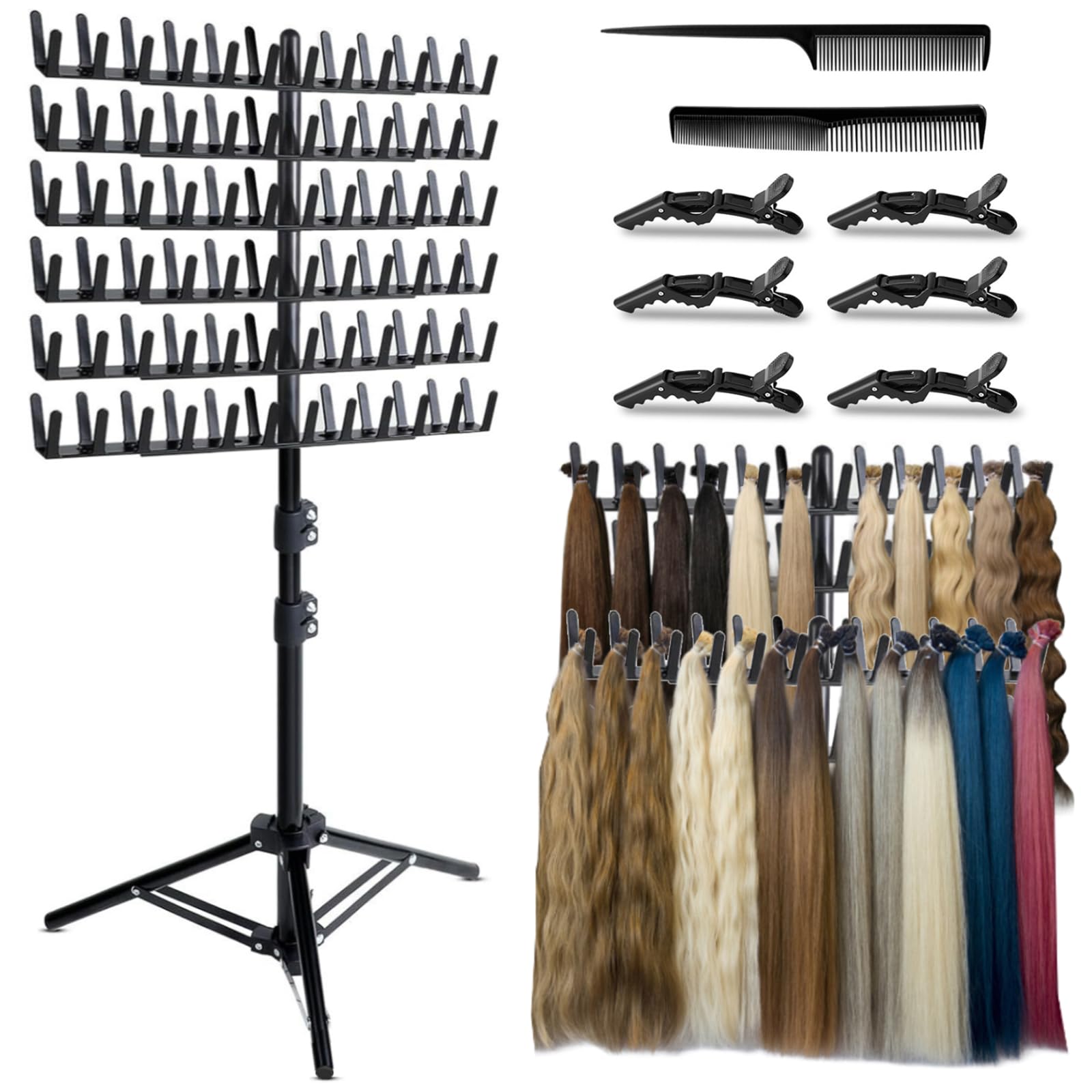 Braiding Hair Rack – 144 Pegs Adjustable Hair Extension Holder