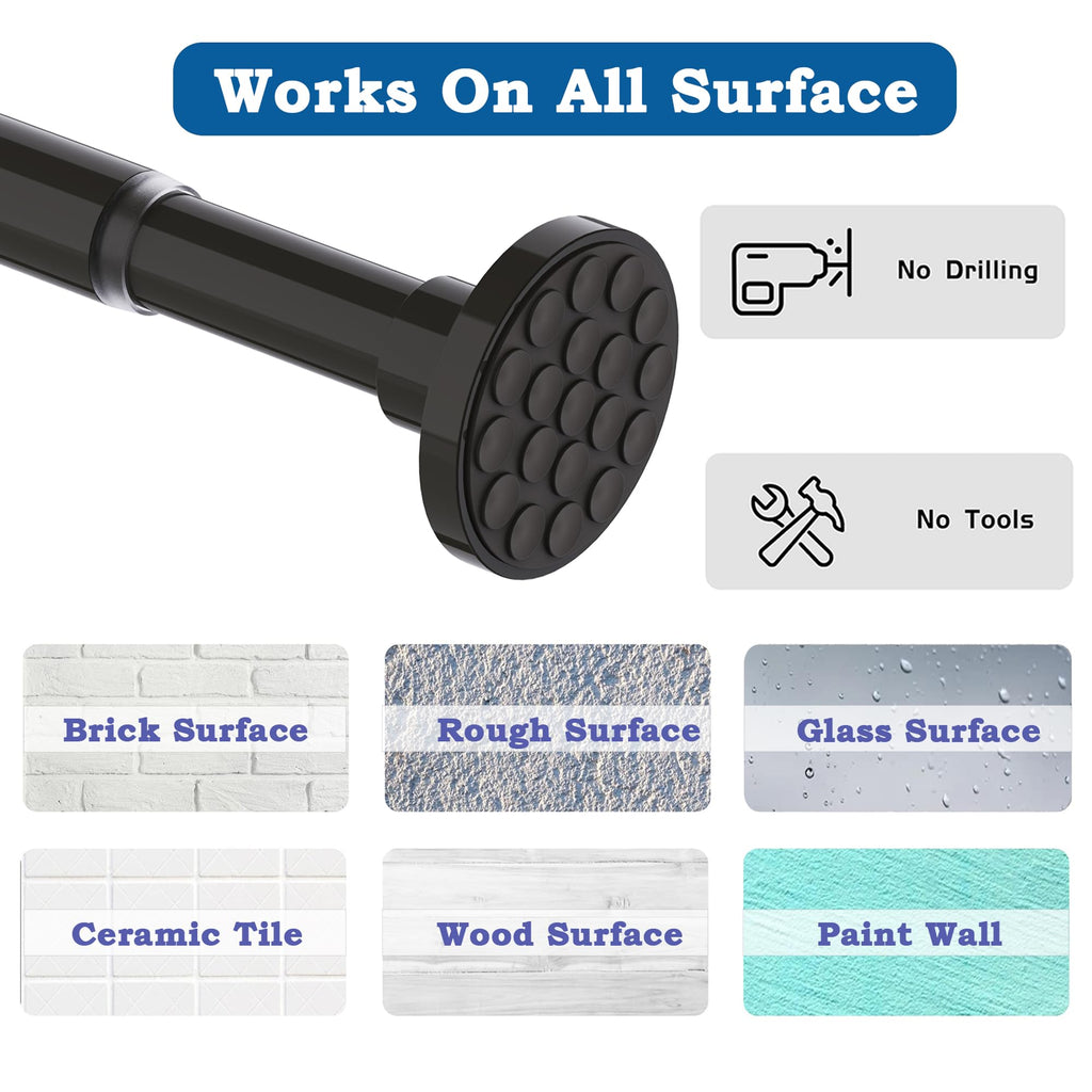 Shower Rail Curtain Pole No Drilling Extendable Curtain Rod for Bathroom,Bedroom,Wardrobe Silver 85-160CM Φ25mm