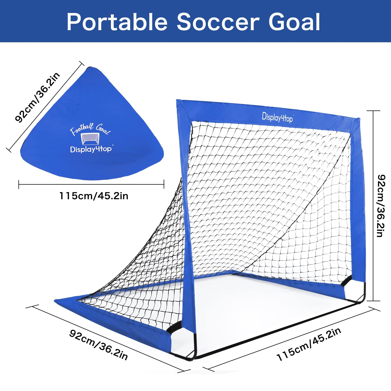 Display4top Set of 2 Pop-up Football Goals – Foldable Kids Soccer Nets