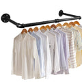 eSynic 60cm Black Industrial Wall Mounted Clothes Rail Heavy Duty - image 1