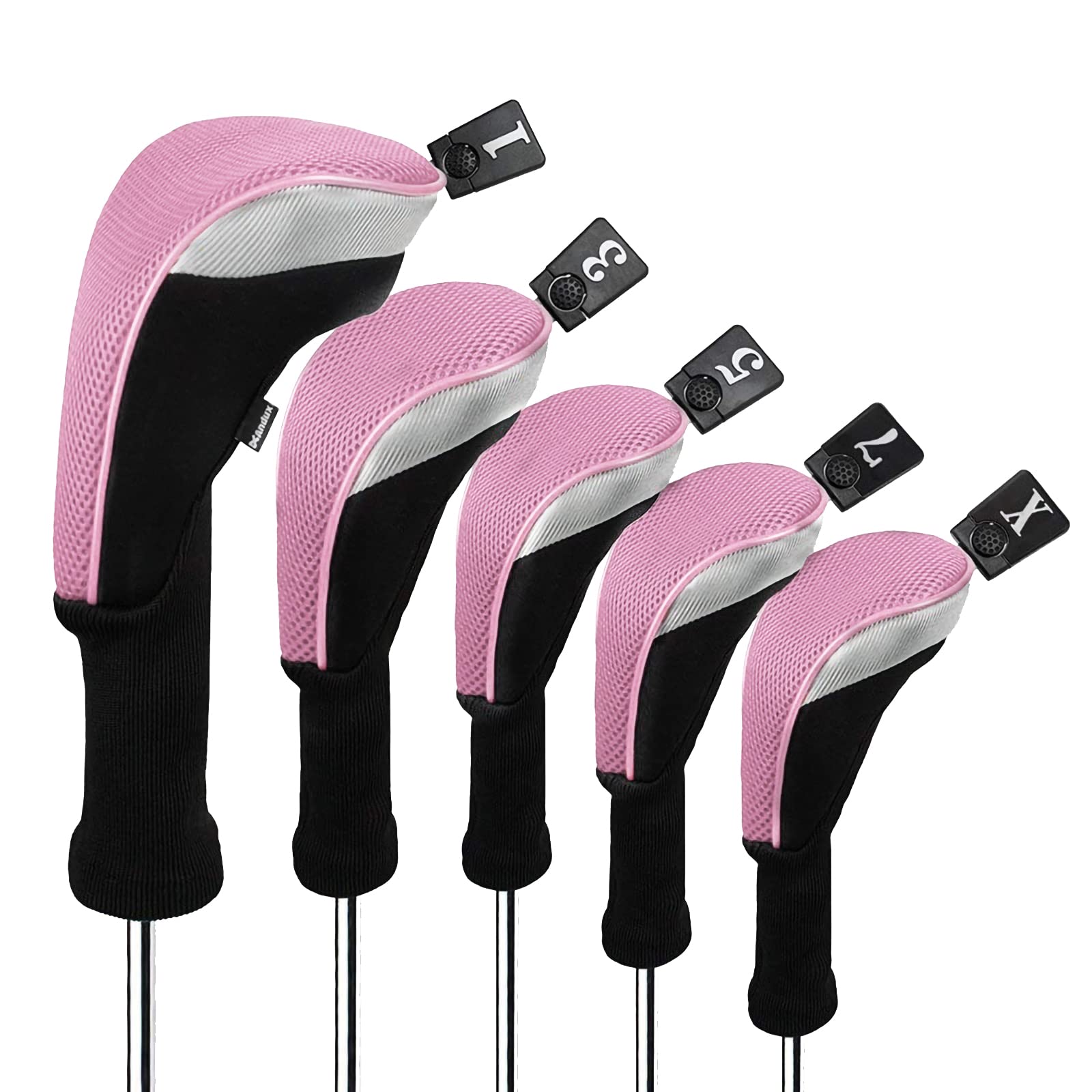 Andux Golf Club Head Covers - 5pc Set for 460cc Driver & Fairway Woods