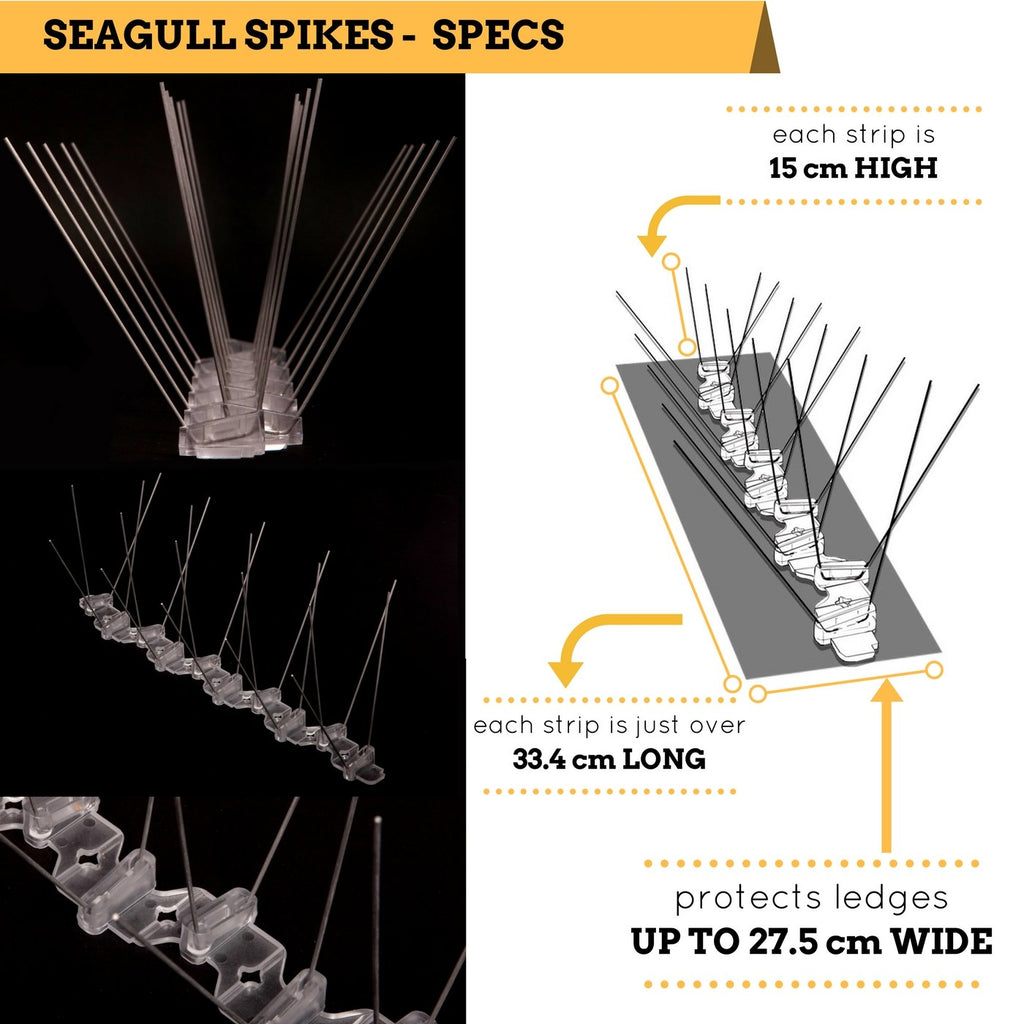 Defender Seagull Spikes 6m Pack - Stainless Steel Bird Deterrent with Glue