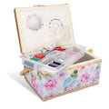 Navaris Sewing Basket with 76pc Kit – Rose Design Storage Box