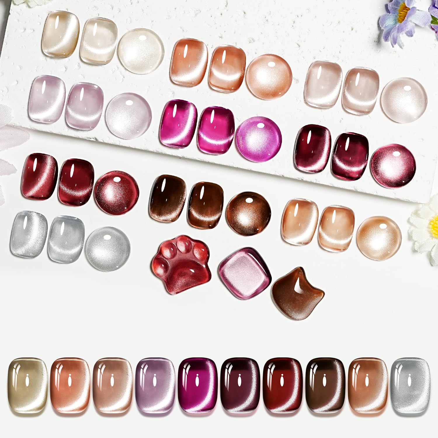 Cat Eye Gel Nail Polish Set – 10 Colors Holographic Magnetic Kit
