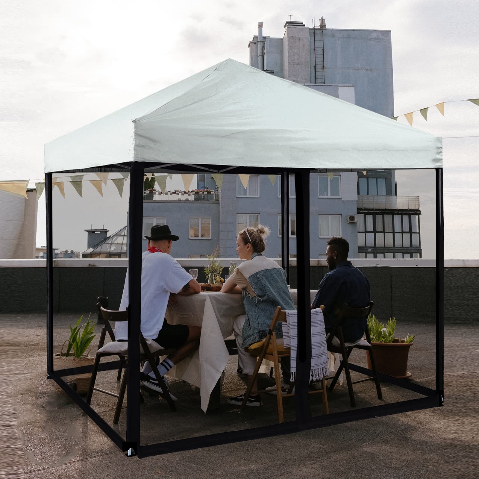 PCAFRS Mosquito Net for 10x10 Gazebo – Zippered Mesh Canopy Screen Wall