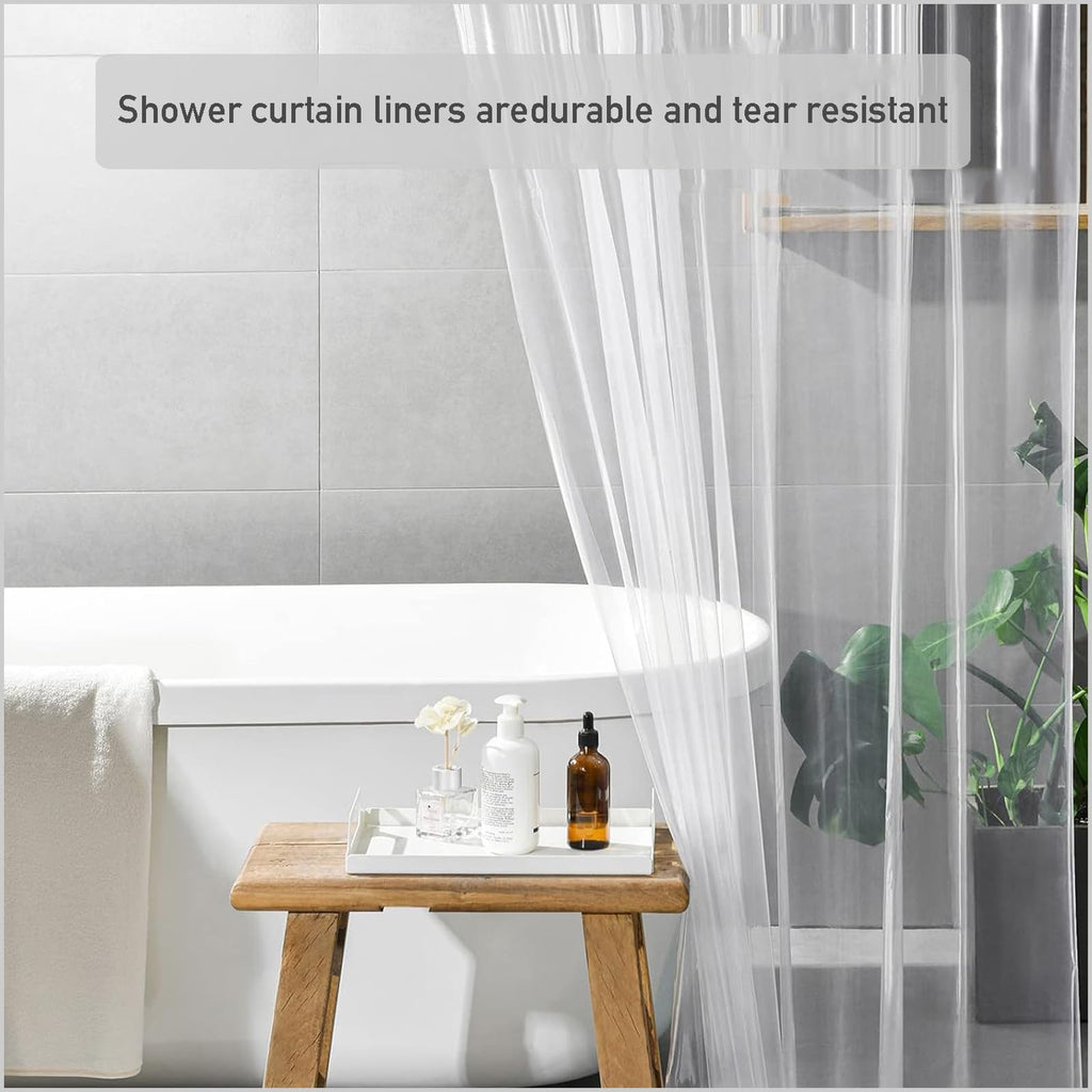 ECO Mould Proof Shower Curtain 180x180cm, Solid Grey-Blue PEVA Waterproof Heavy Duty With 3 Magnets, 12 Plastic Hooks - image 4