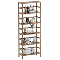 HITNET 6-Tier Bamboo Bookshelf | Adjustable Tall Storage Display Stand, Walnut