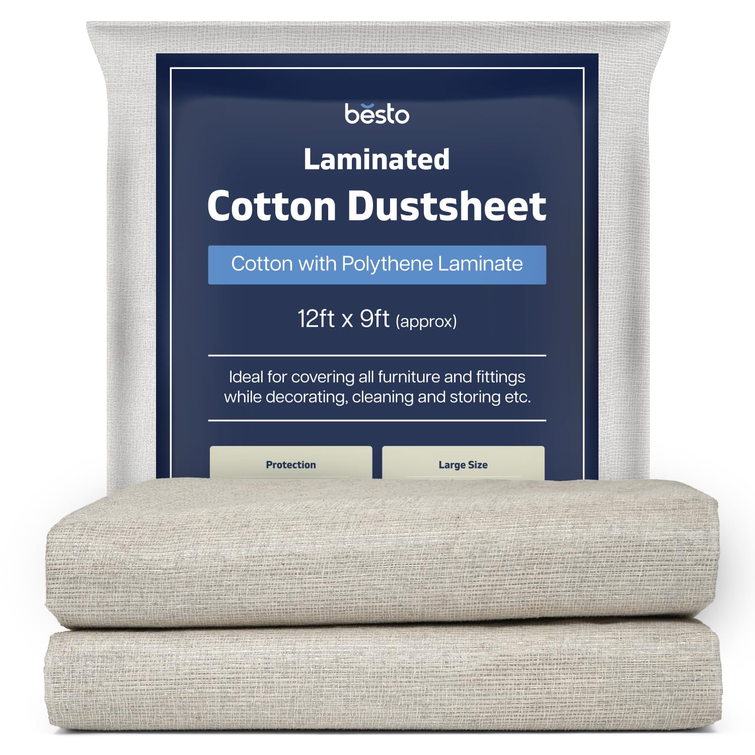 Jolof Store Waterproof Cotton Dust Sheets – 12ft x 9ft Twill (2 Pack)