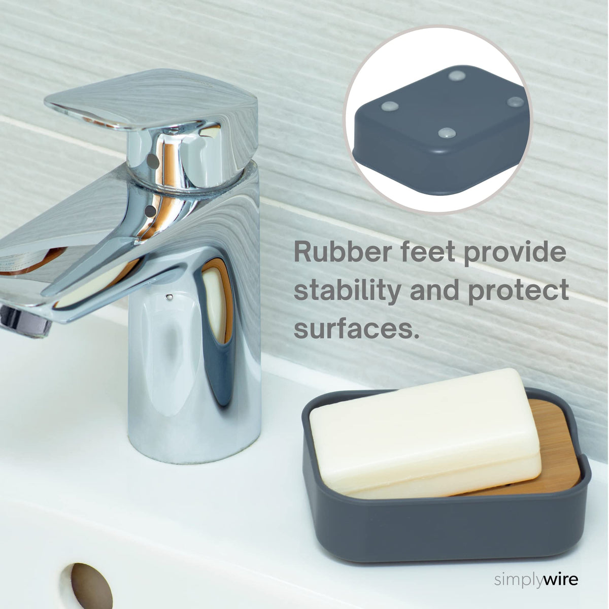 simplywire – Pack of 2 – Plastic Soap Dishes – Grey - image 3