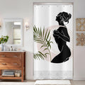 Jolof Store Boho Shower Curtain – Abstract Green Leaves Polyester 90x180cm