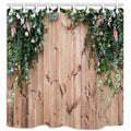 Jolof Store Wooden Fence Floral Shower Curtain – Waterproof Polyester