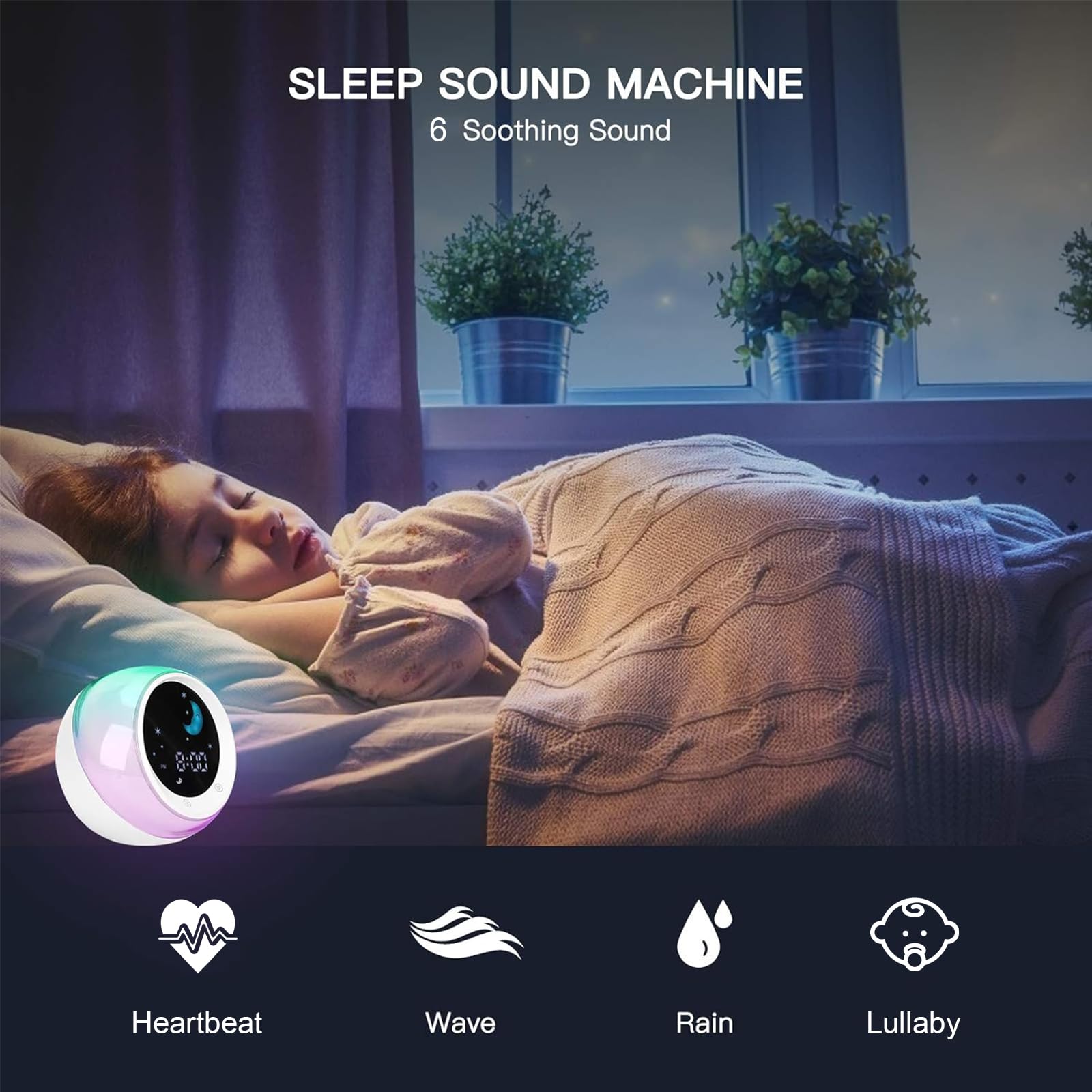 ICODE Kids Alarm Clock | Sleep Trainer & Sound Machine with Night Light