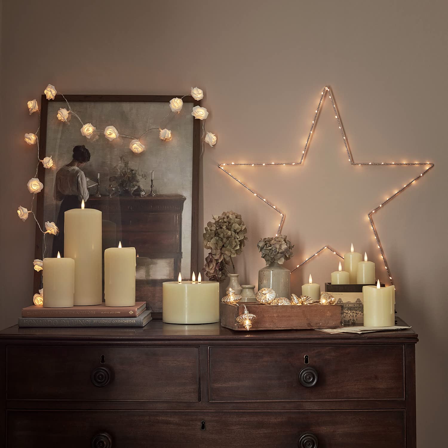 Lights4fun TruGlow 30cm LED Flameless Chapel Candle | Ivory Wax