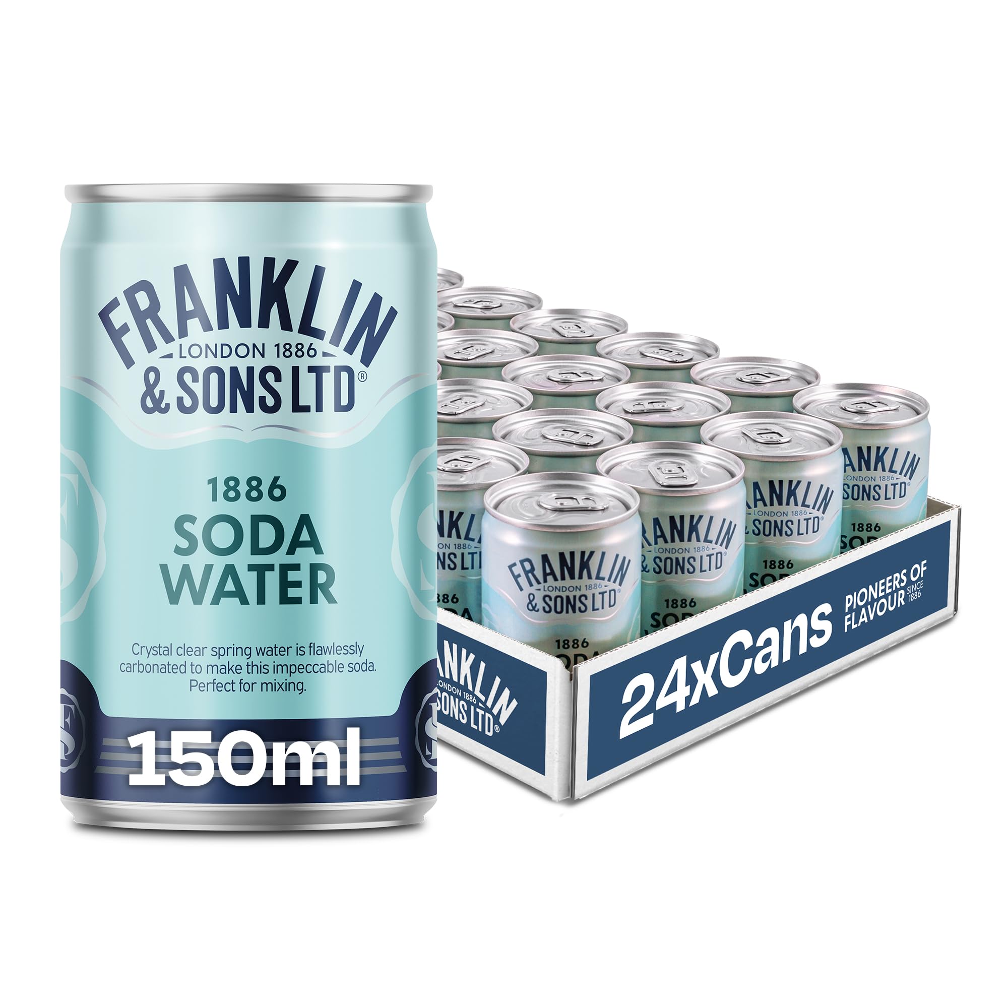 Franklin & Sons 1886 Soda Water – 24 x 150ml Cans – Zero Sugar Mixer