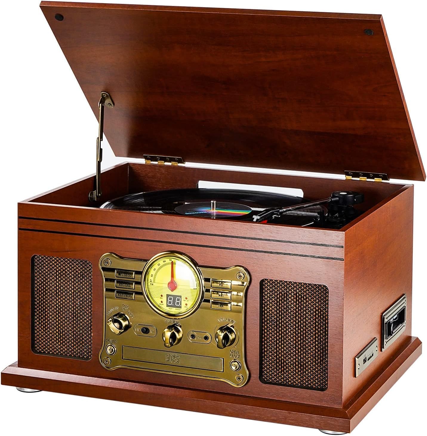 10-in-1 Bluetooth Record Player – 3-Speed Vinyl Turntable