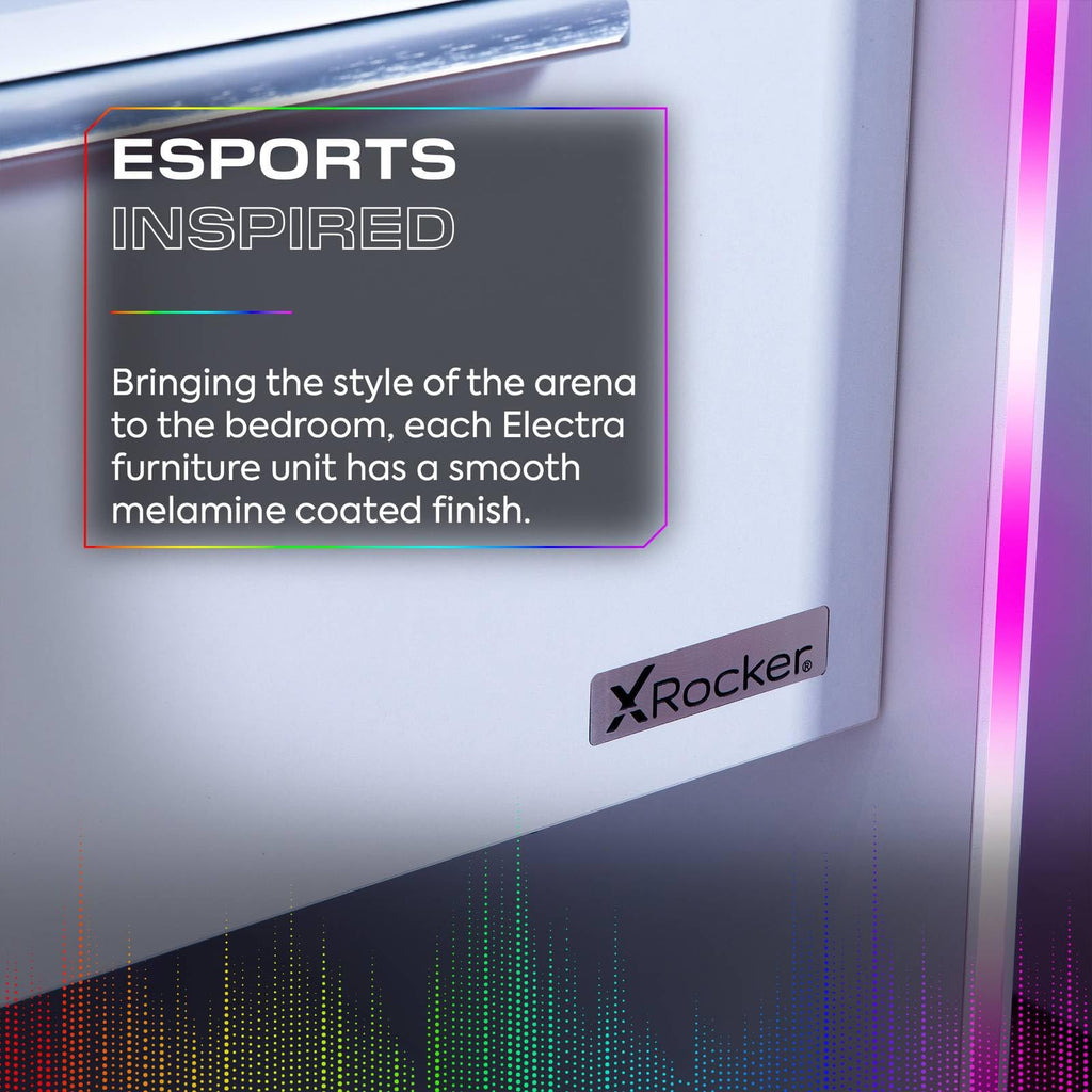 X-Rocker Electra 45cm x 40cm, RGB LED Bedside Table & Drawer - Neo Motion™ Sync App Controlled LED Lights, Wireless Charging, 1 Drawer, Storage Shelf - image 5